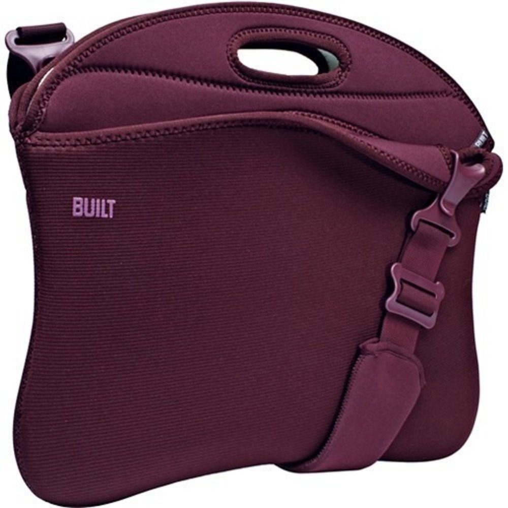 BUILT Laptop Porter Bag 15.4" Neoprene Shoulder Tote Burgundy NEW No Tags - Picture 2 of 3